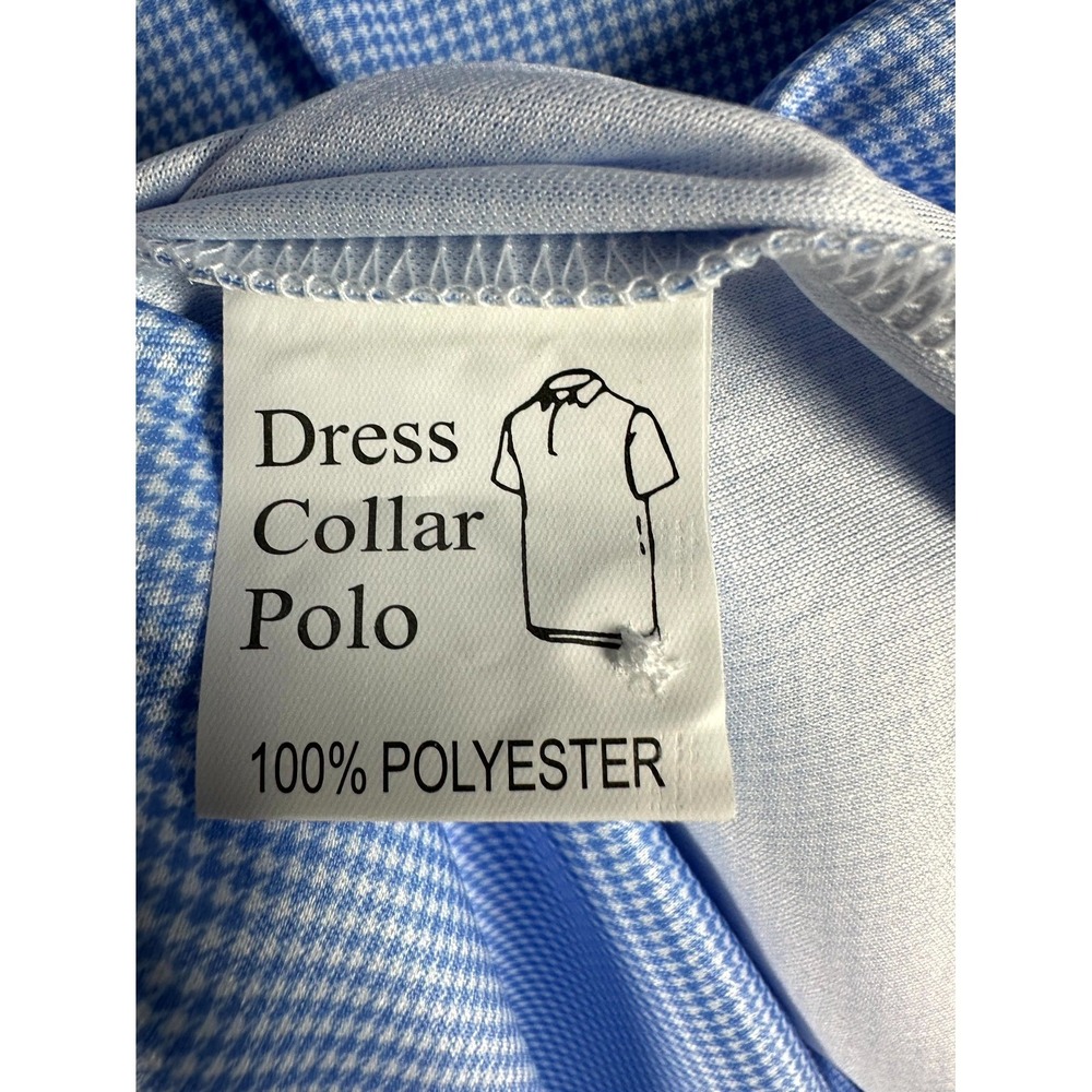 Collars Co Polo Shirt Mens 3XL Blue Micro Houndstooth Performance Office New - Picture 6 of 7